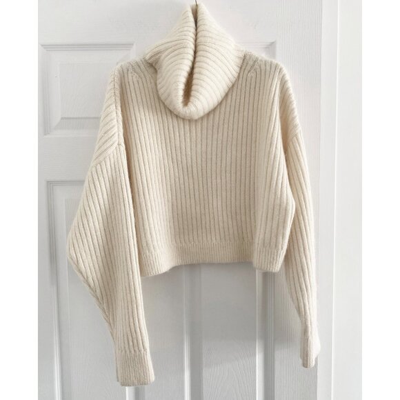 3.1 PHILLIP LIM Ivory Cropped Mohair Turtleneck, size Medium - Picture 6 of 10
